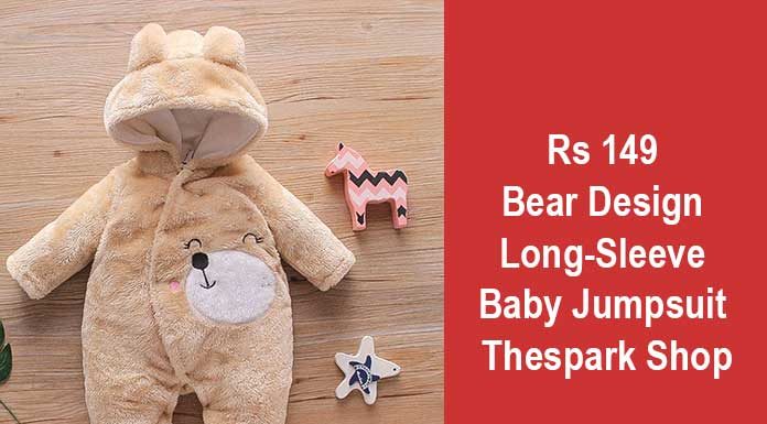 Rs 149 Bear Design Long-Sleeve Baby Jumpsuit Thespark Shop